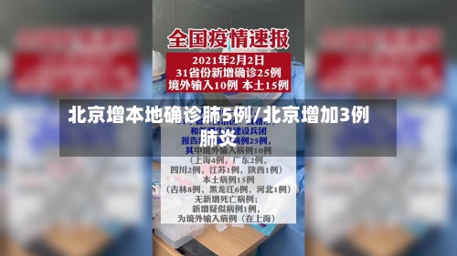 北京增本地确诊肺5例/北京增加3例肺炎