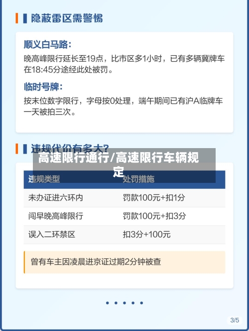 高速限行通行/高速限行车辆规定