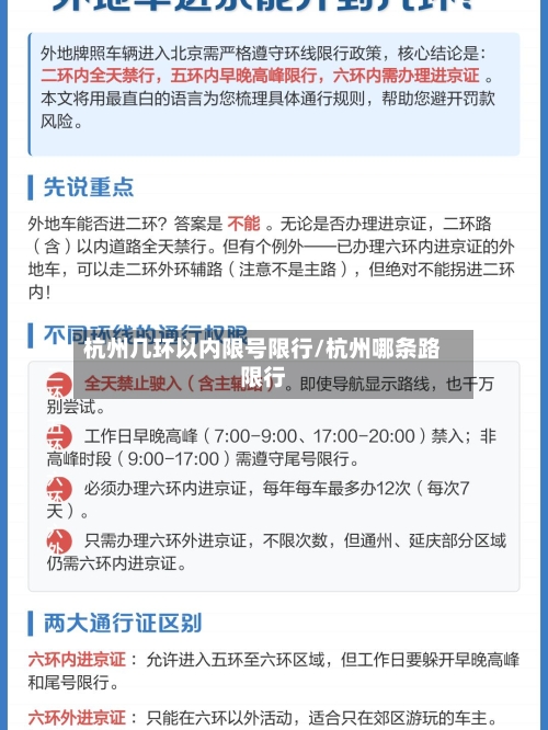 杭州几环以内限号限行/杭州哪条路限行