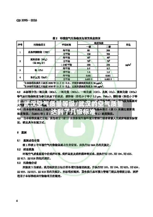武汉空气质量等级/武汉的空气质量达到了几级标准