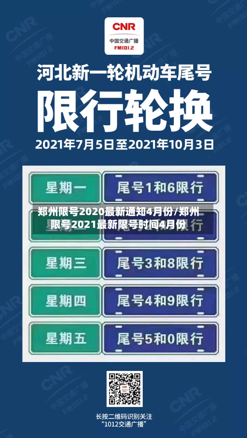 郑州限号2020最新通知4月份/郑州限号2021最新限号时间4月份-第2张图片