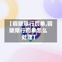 【铜陵限行罚单,铜陵限行罚单怎么处理】-第3张图片