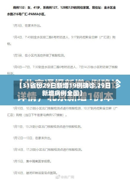 【31省份29日新增19例确诊,29日新增病例全国】