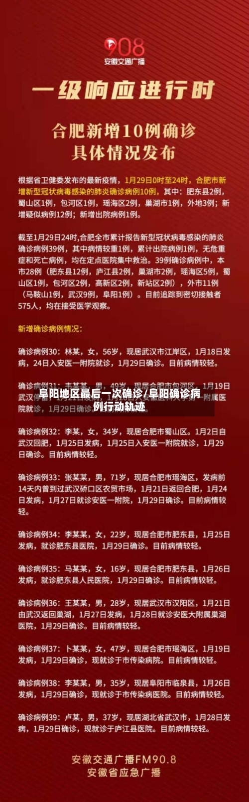 阜阳地区最后一次确诊/阜阳确诊病例行动轨迹