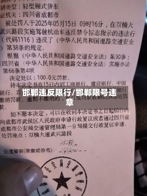 邯郸违反限行/邯郸限号违章